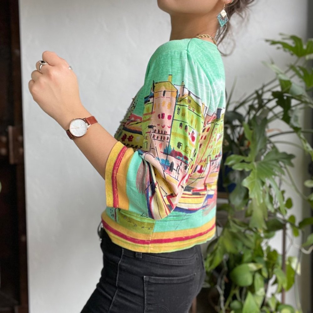 Vintage | Boxy Beaded Watercolor Top - Picture 4 of 9